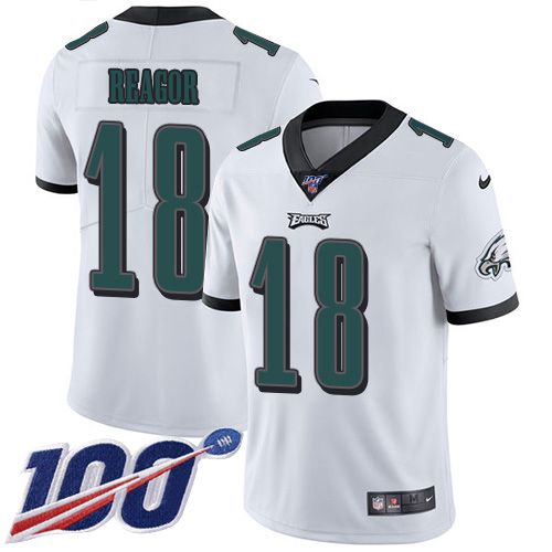 Nike Eagles #18 Jalen Reagor White Youth Stitched NFL 100th Season Vapor Untouchable Limited Jersey
